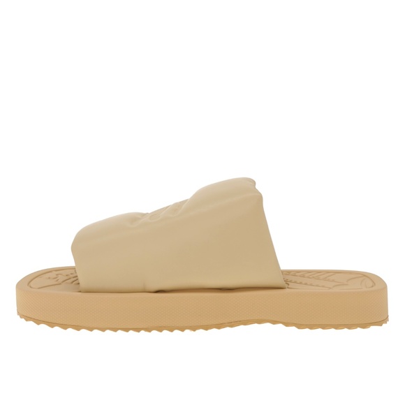 Burberry Knight Men Slab Slides Beige Leather Size 10 New